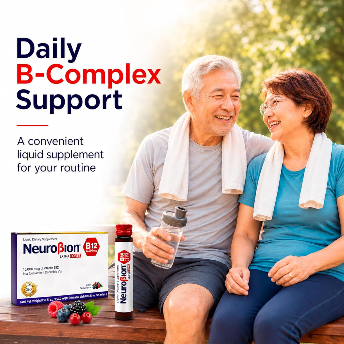 Neurobion B12 Extra Forte 10,000 mcg + L-Arginine | 10 Viales Bebibles x 25 mL (B12 Liquid)