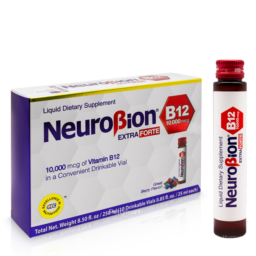 Neurobion Extra Forte B12 10,000 mcg 10 Vials + Sunlife Vitamin C 1000 mg 20 Tabletas Sabor a naranja
