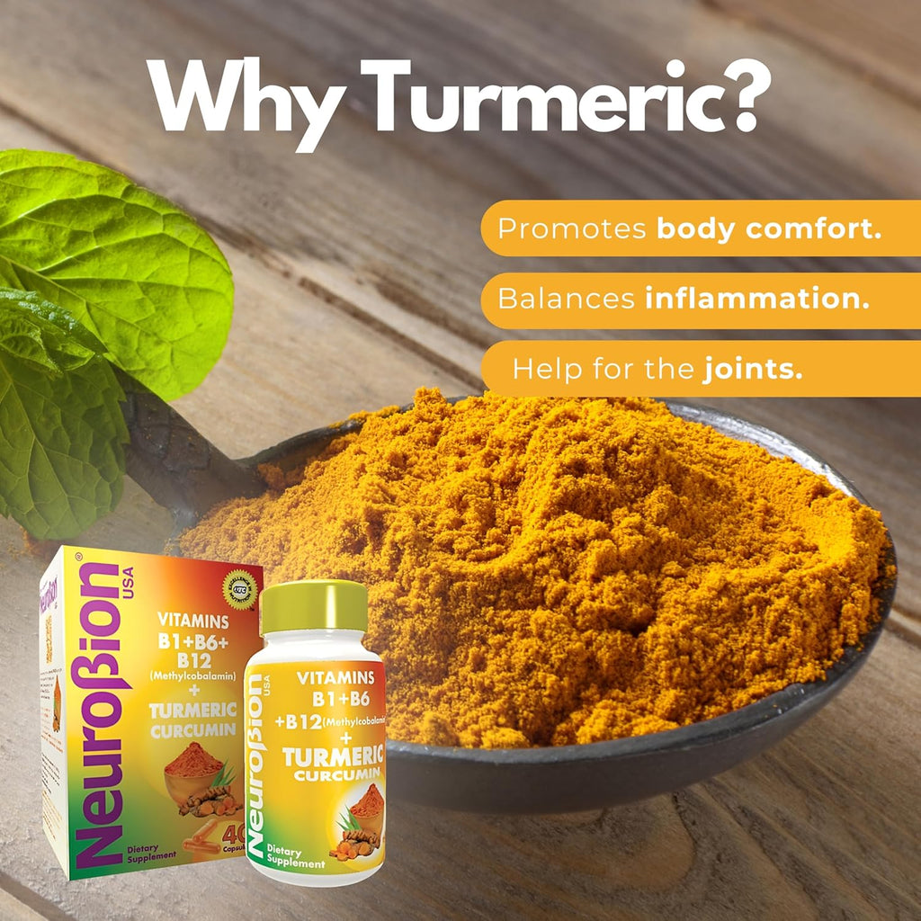 Why Turmeric: promueve confort corporal, ayuda a equilibrar inflamación y apoya articulaciones – Neurobion Turmeric – USA